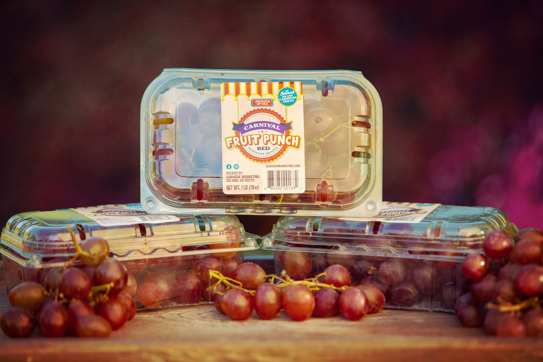 Packages of Carnival Fruit Punch Red Grapes